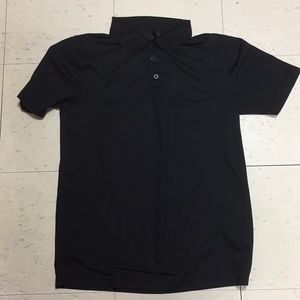 Basic Short Sleeve Black Polo Shirt with Collar